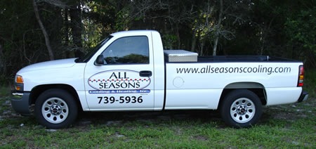 All Seasons Cooling & Heating service truck