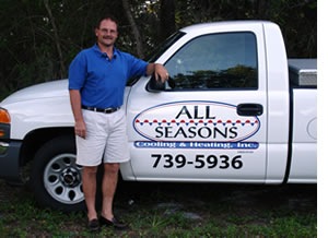 All Seasons Cooling & Heating service truck