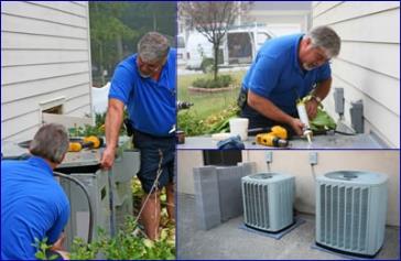 Tech's installing ac system